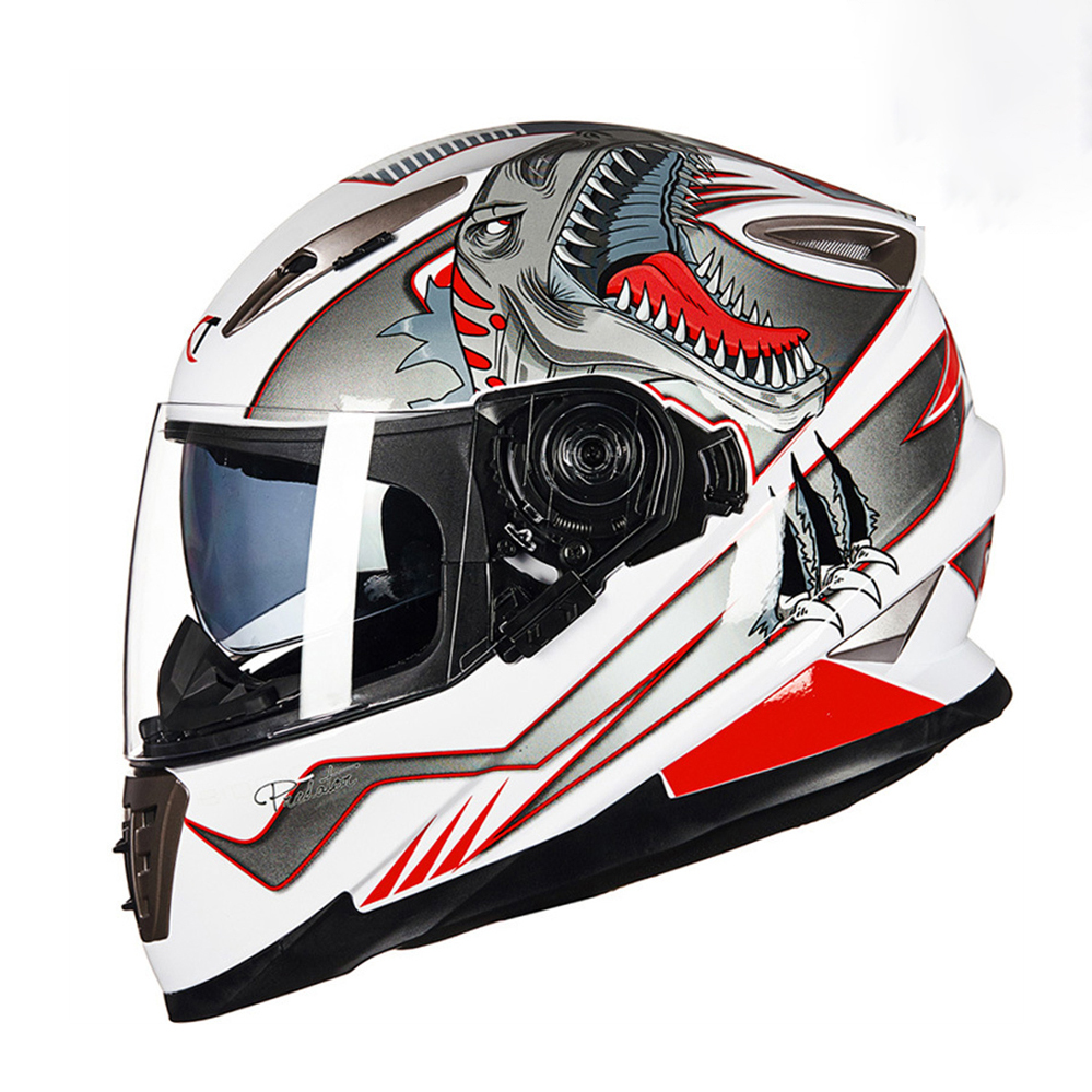Full Face Motorhelm Mannen Vrouwen Dot Winter Veiligheid Anti-Fog Waterdichte Dubbele Lens Rijden Motorfiets Helm Casco Motorcross: Beige / M