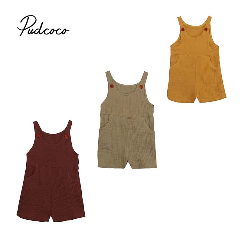 0-3T Baby Peuter Baby Boy Meisje Kleding Katoen Linnen Romper Jumpsuit Zomer Mouwloze Overalls Playsuit Ouftit
