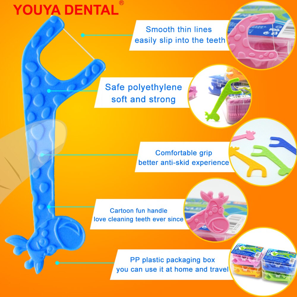 Dental Floss Stick Threader Giraffe Flosser Kids Children Teeth Dental Floss Picks Interdental Brush Tooth Clean Oral Care tools