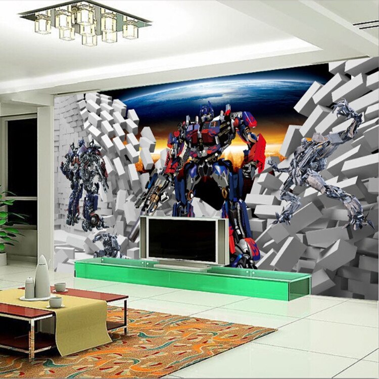 Transformateurs 3D grandes peintures murales de chambre d'enfants chambre fond mur papier peint peintures murales taille personnalisée