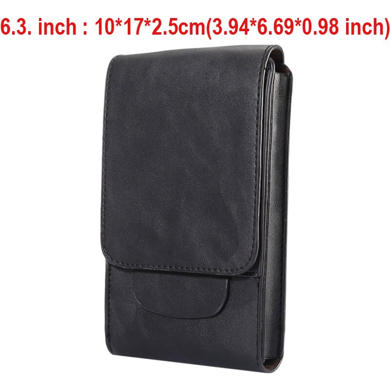 Yiang män midjeväska läder 6.5/6.3 tum mobiltelefon / mobiltelefon myntväska ficka bälte bum påse pack pu material 4 färger: Svart 6.3 tum