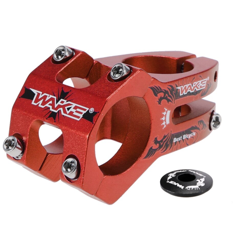 Wake Aluminum Alloy Bike Stem Bicycle Cycling Clamp Stem 31.8MM MTB Road Bike Stem Bike Accesary: Red