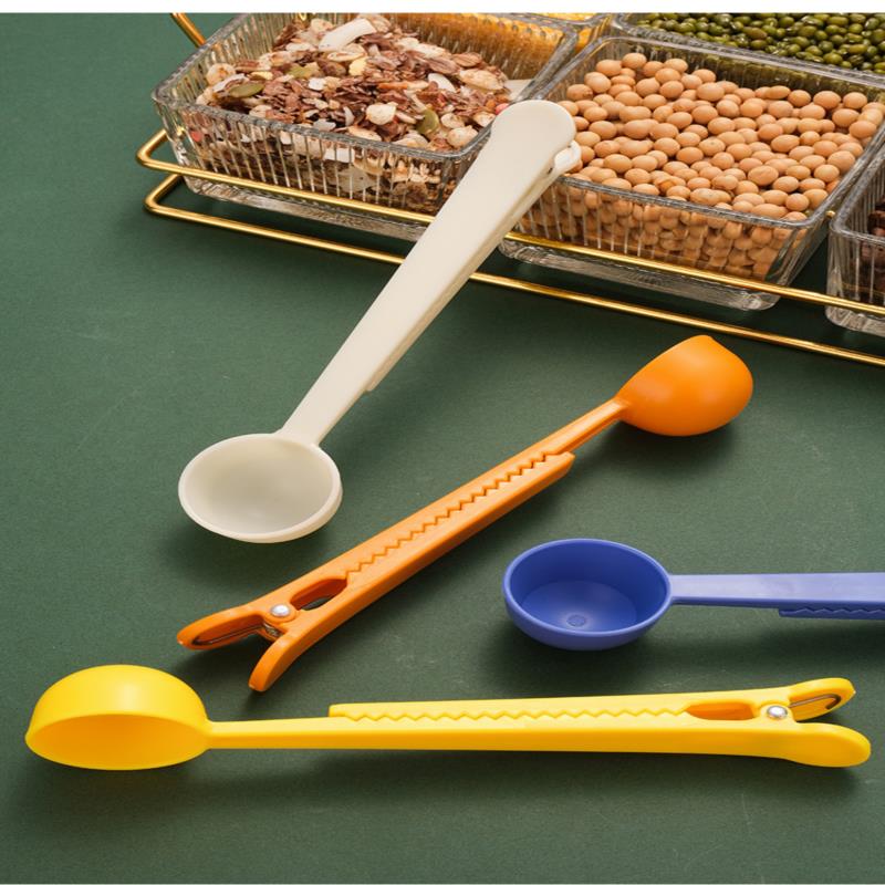 2 In 1 Plastic Koffielepel Keuken Thee Lepels Lange Steel Grond Meet Spoo