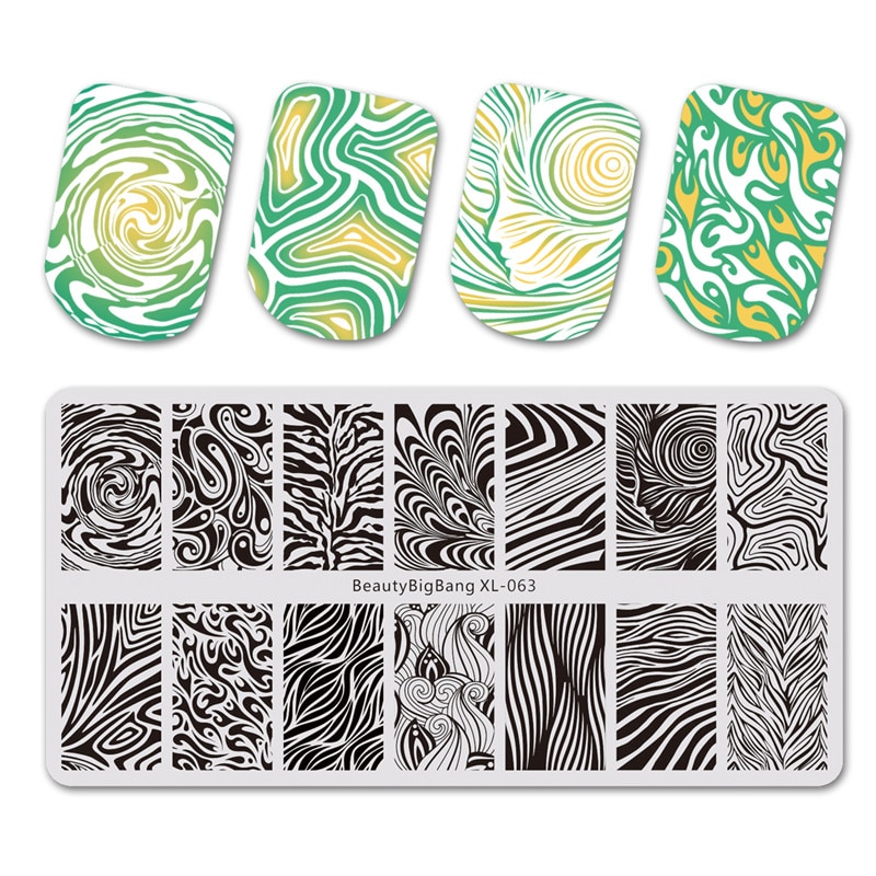 Nail art stämplingsplattor vattenmarmor manikyr stämpling för naglar diy nagel mall form nail art verktyg
