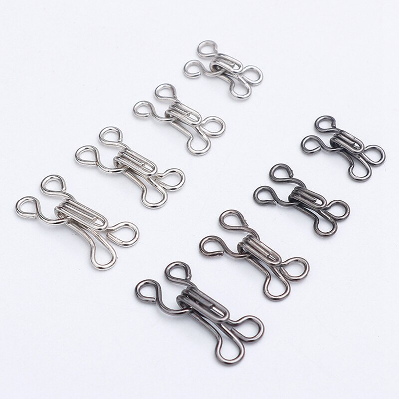 100set Metal collar hook 11.5-17mm Metal Buckle Button for Bra/Dress/Corset/Collar/Bag/Shirt Garment Sewing Accessories