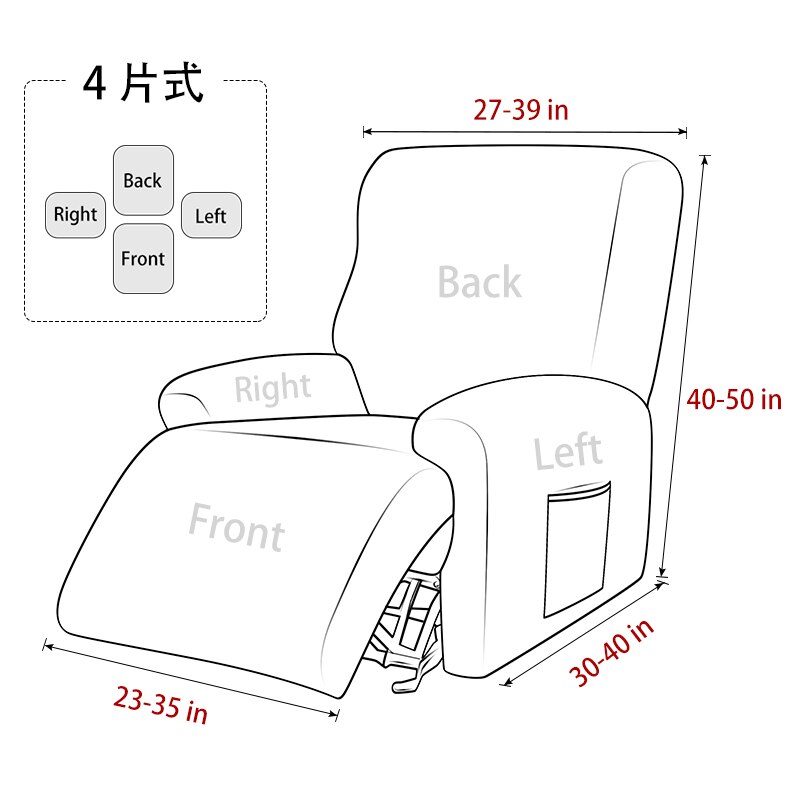 Polar Fleece Recliner Cover Split Relax All-inclusive Lazy Boy Chair Cover Lounger Single Couch Sofa Slipcovers Armchair Covers