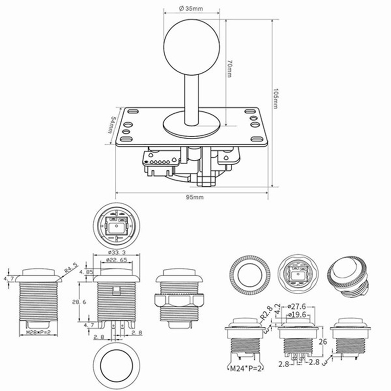 Arcade-diy-teile led-diy-kit 2x usb-encoder mit nullverzögerung +2x joysticks 20x led-arcade-tasten für arcade-spiele