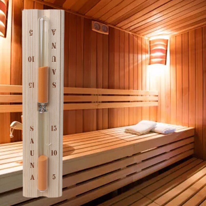 15 Minutes Sauna Hourglass, Sauna Sand Timer Wall-Mounted Sand Hour Glass with Robust Heat-Resistant Glass for Sauna