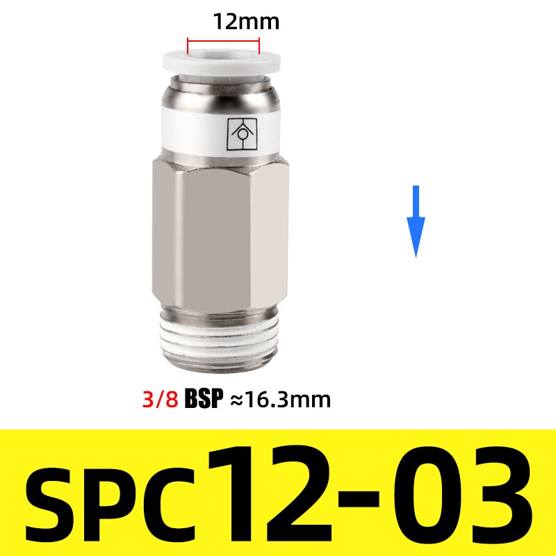 M5 1/8" 1/4" 3/8" 1/2" BSP Thread Pneumatic Check Valve One Way Non-return Valve One Touch Qucik Fitting Connector Coupling: SPC 12-03