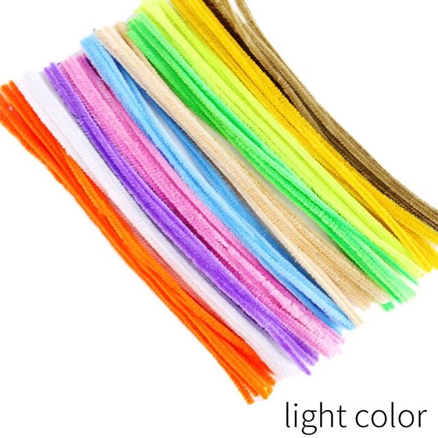 Diy DIY Mixed Color Velvet Twisted Rod 100pcs Home Craft Children Student Handcraft DIY Decoration Assorted Colors: Light color