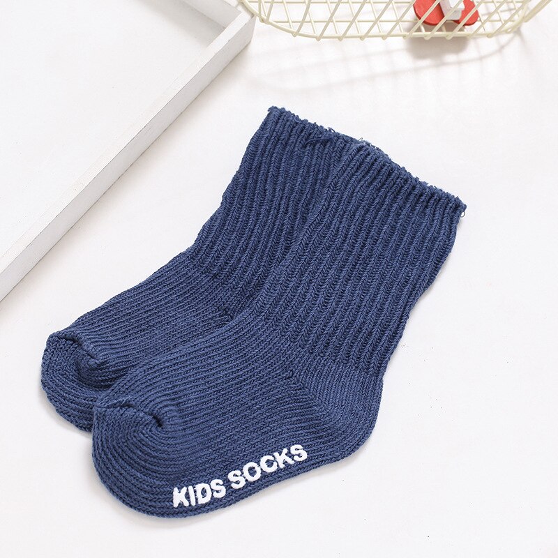 Hylidge Katoenen Baby Sokken Jongen Meisjes Lange Sokken Winter Warm Gebreide Sokken Voor 0-4 Jaar Kinderen Baby Peuter sok 10 Kleuren: Blue / M (2-4 years)