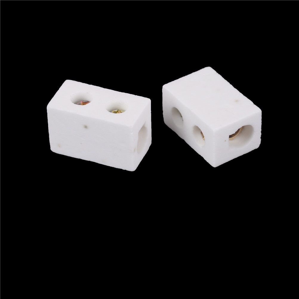 2 Pcs Ceramic Terminal Block 30A 1Way 2 Hole Connector Porcelain Ceramic Terminal Blocks Ceramic, Bronze