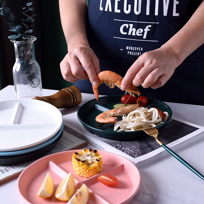 Compartiment de vaisselle en céramique assiette à Dessert fruits aliments pour bébé, plateau de service couleurs pures