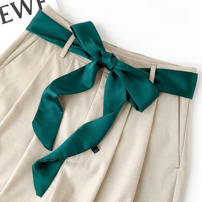 Zijde Tas Sjaal Lady Solid Lange Skinny Sjaals Haar Hoofdband Vrouwen Foulard Lady Wraps Tie Lint Accessoires