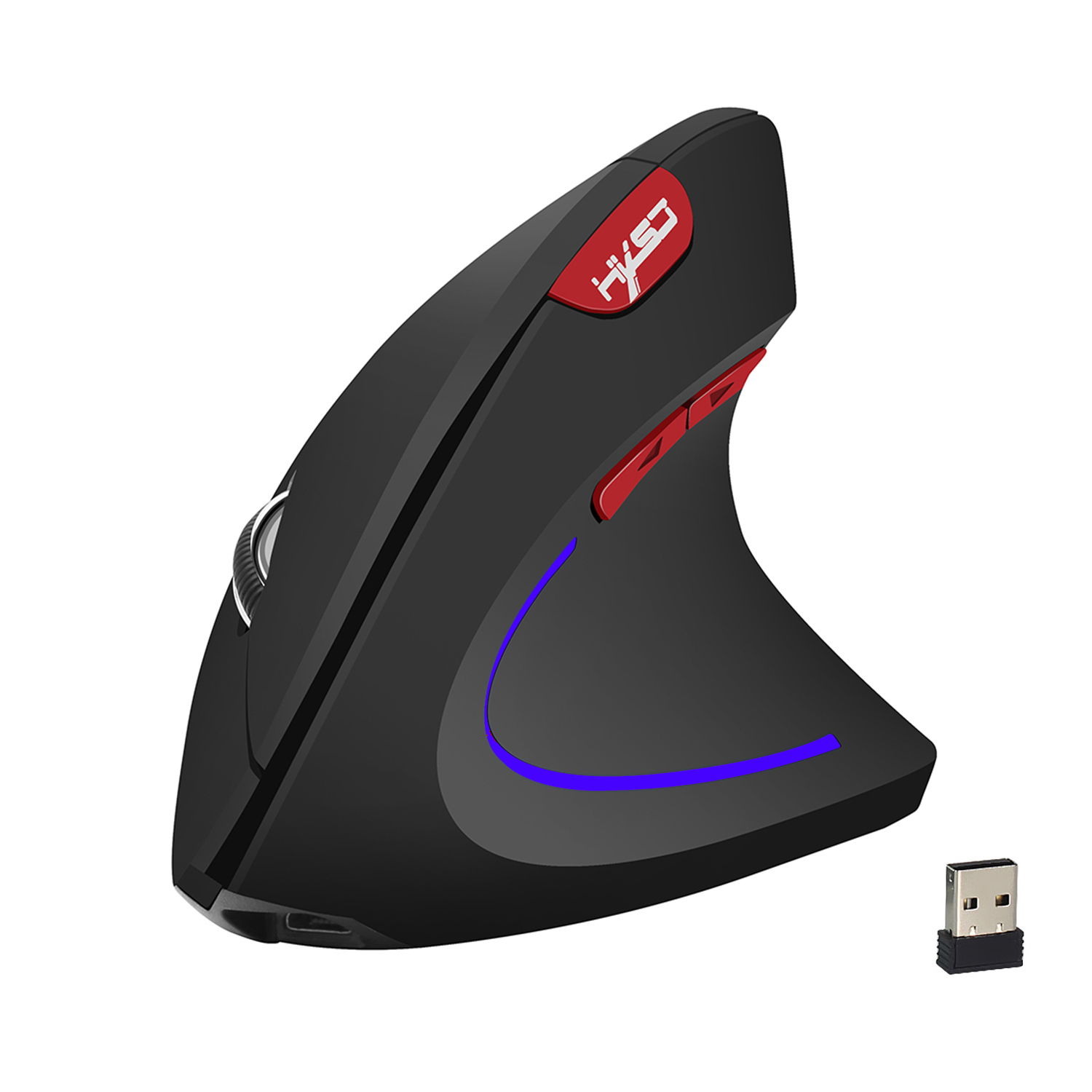 choice HXSJ ergonomic optical mouse ABS 2400DPI adjustable rechargeable 600mA vertical mouse for office and mac