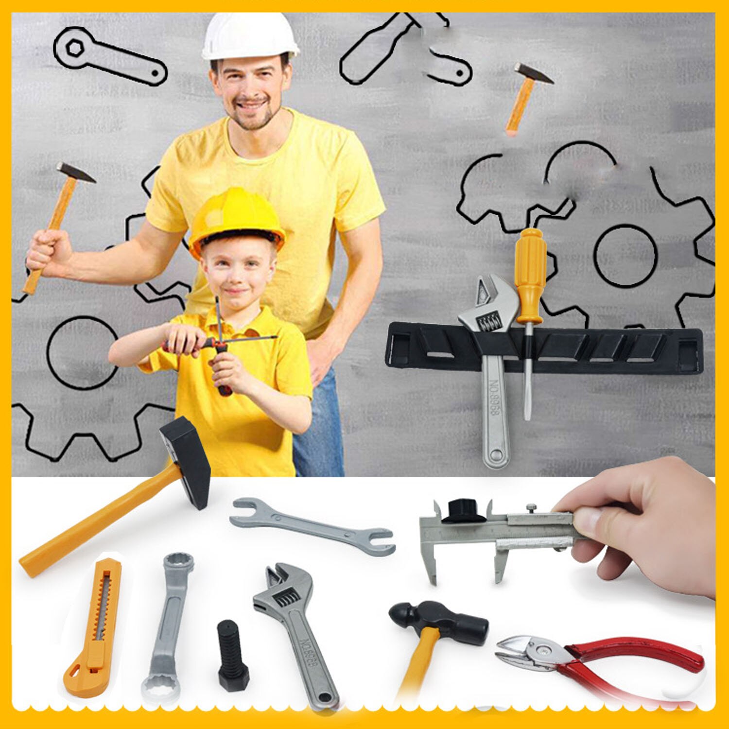 Kids 14 Pcs Plastic Simulatie Reparatie Onderhoud Gereedschap Tangen Hamers Schroevendraaiers Boren Schroeven Sleutels Set Pretend Play Toy