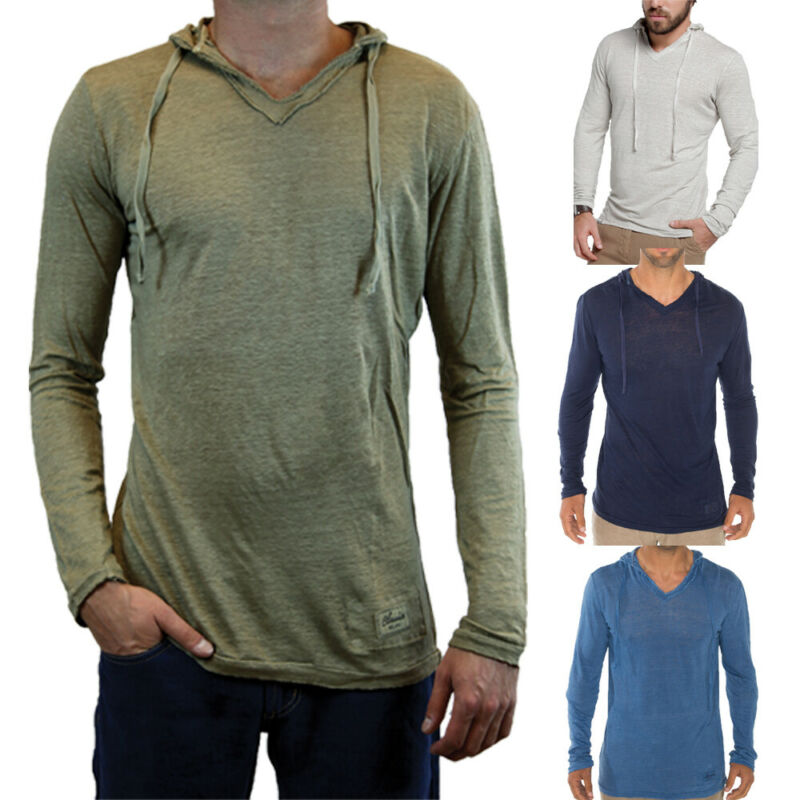 Mannen Casual Hooded T-Shirt Lange Mouwen Spier Hoodie Slim Fit Sweatshirt Gym Top