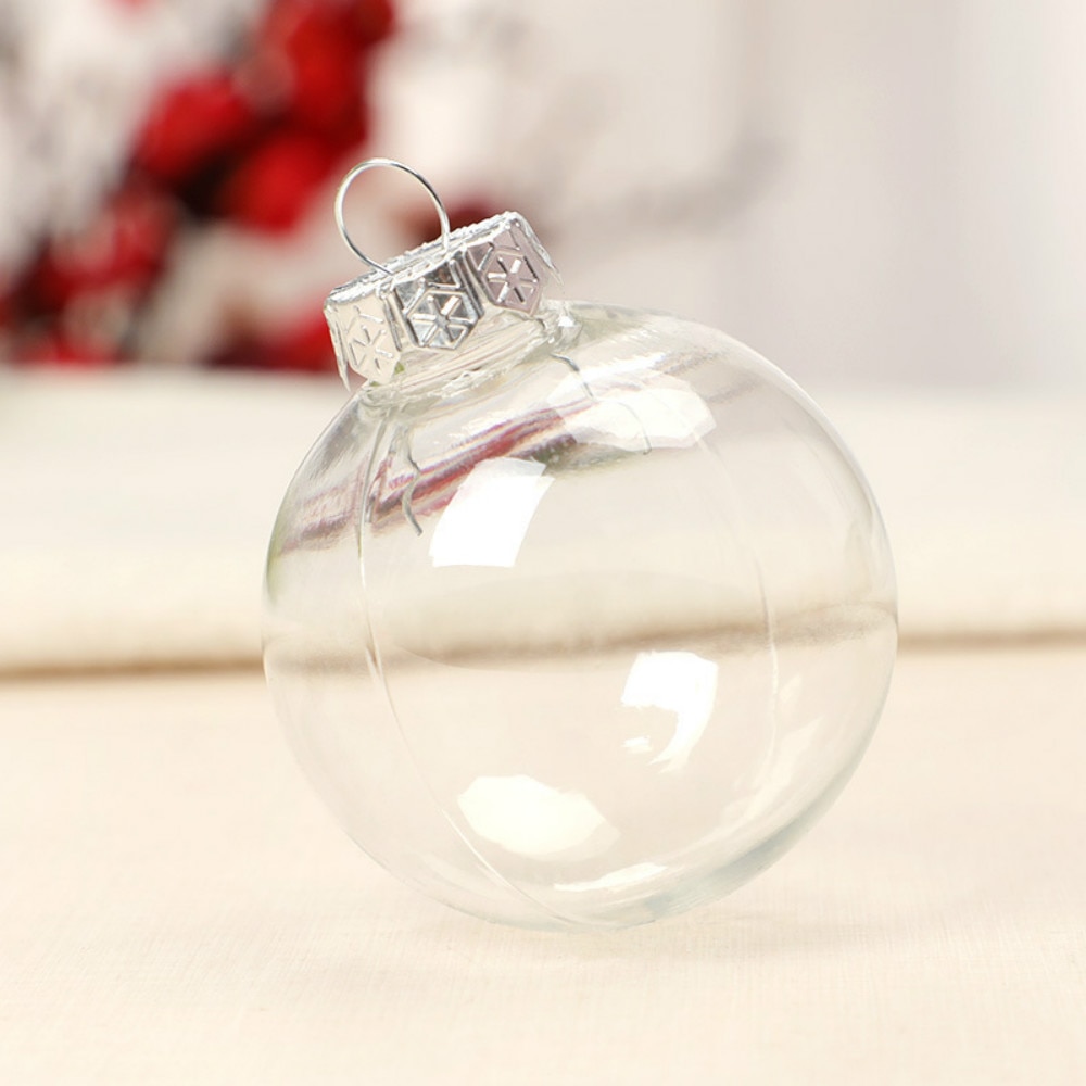 6/8/10cm Transparent Christmas Ball Plastic Bauble Clear Fillable Xmas Tree Hanging Decorations DIY Party Year Ornament