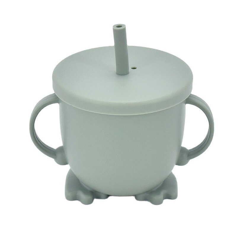 Taza de beber de paja de silicona para niños, vaso de entrenamiento infantil a prueba de salpicaduras y antideslizante, sin BPA, irrompible