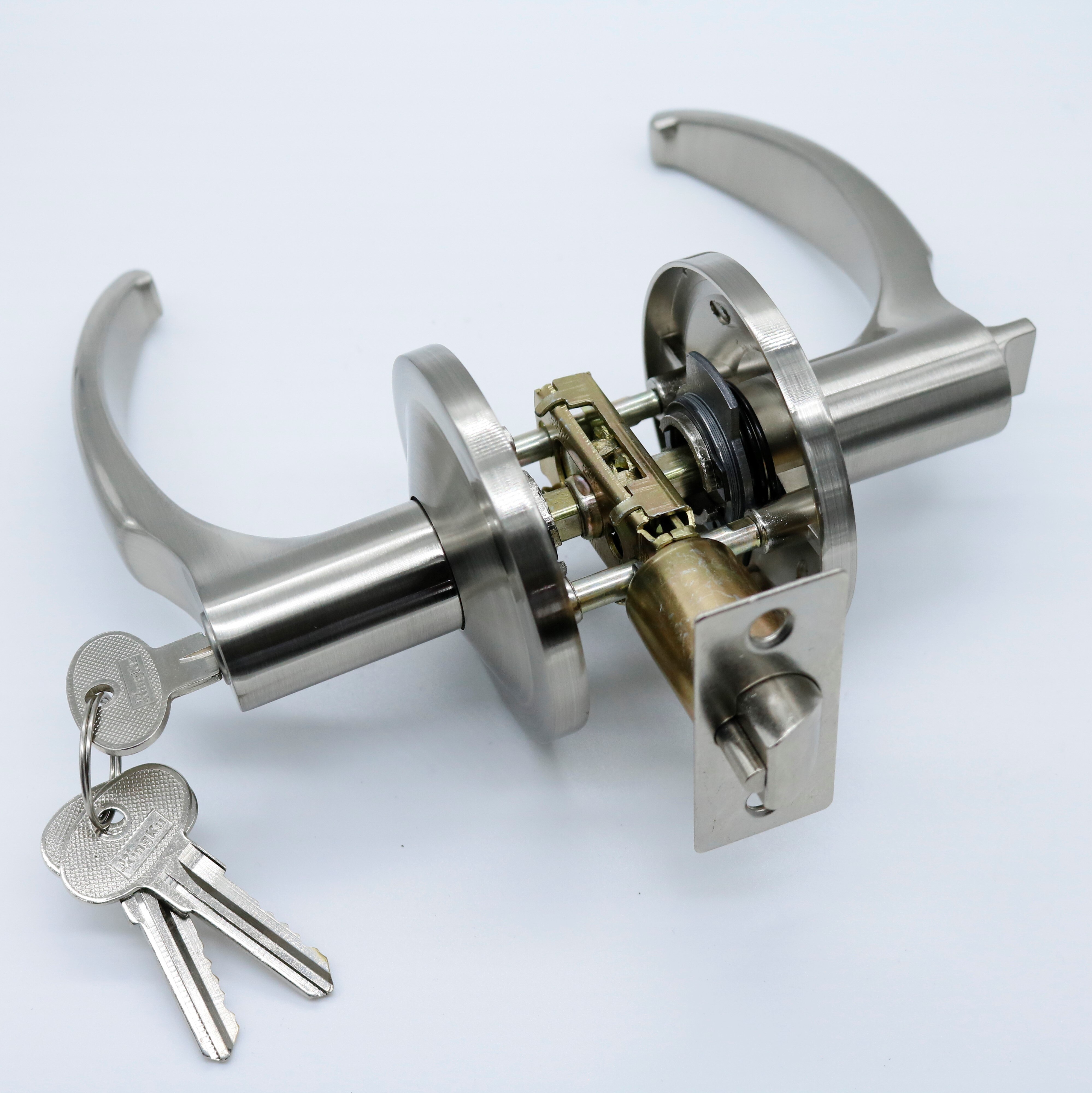 Door Handles for Interior Doors Zinc Alloy Lock Lever Black Circle with Keys Bedroom Bathroom Office Hardware KingKu Brand: Bronze