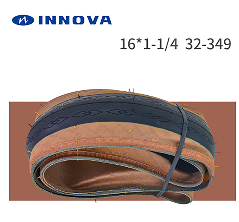 INNOVA 349 small cloth folding bike tire retro yellow edge tire 16*1.25 folding version tire about 197g/pcs