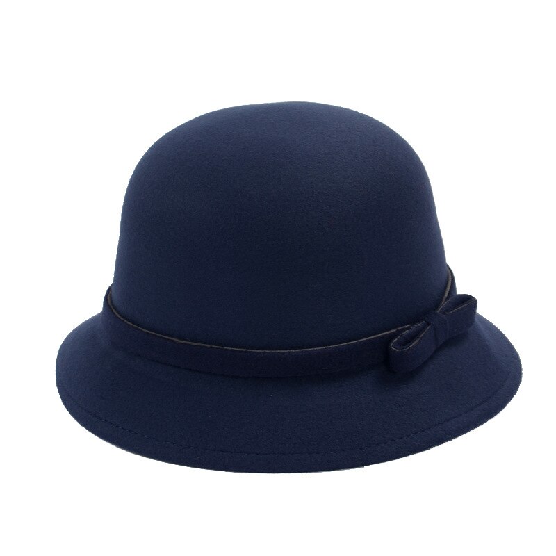 Sombrero de lana de fieltro plegable con ala para mujer, sombreros flexibles de pesca con lazo femenino, protección solar,