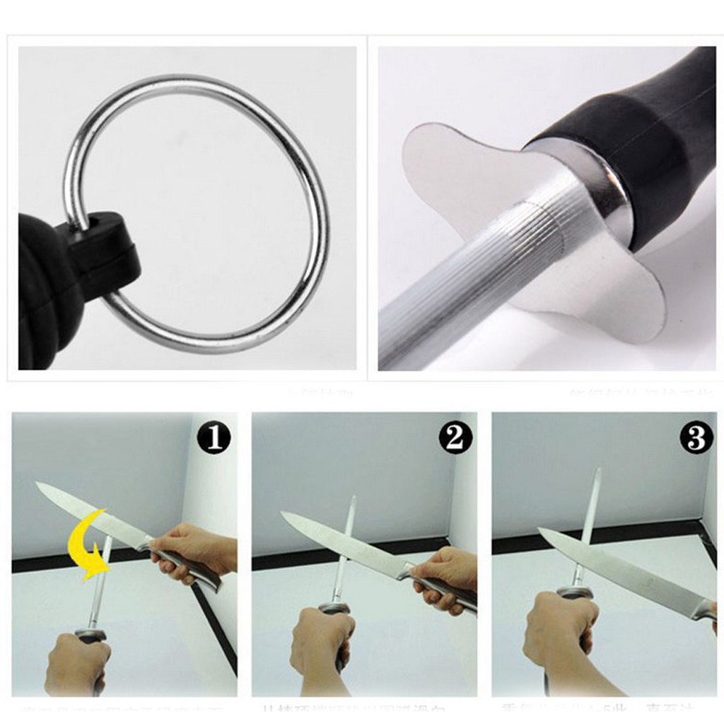 1Pcs 10 Inch Knife Sharpener Carbon Steel Sharpening Rod Chefs Plastic Handle Kitchen Knives Sharpening Tools musat #20