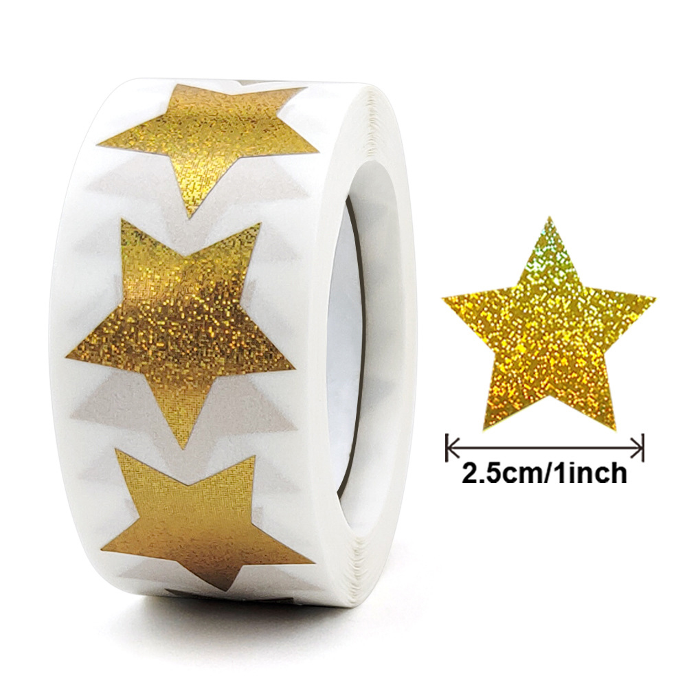 500pcs Glitter Star Stickers for Kids Reward Foil Star Adhesives Labels for Student Behavior Planner School Classroom Supplies: Red