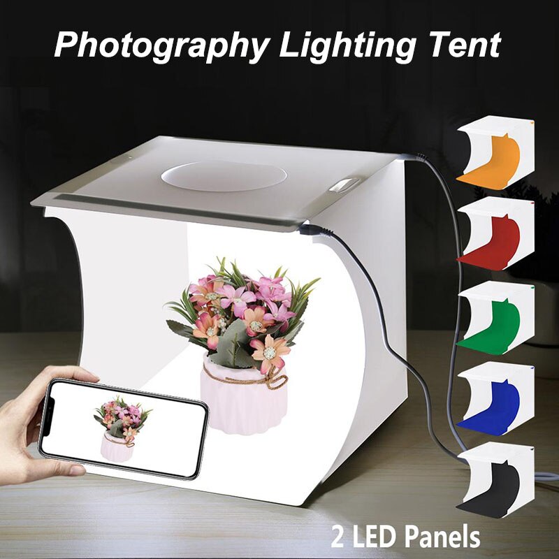 Mini Photography Lighting Tent Folding Portable Studio Shooting Box Kit With 6 Color Backdrops 40pcs LED Lights DIY Photo