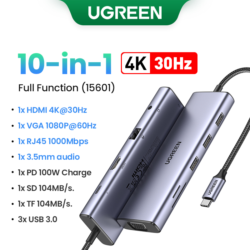 UGREEN Dual HDMI HUB USB 8K HDMI Adapter 10 W 1 Splitter z RJ45 USB 3.0 PD 100W stacji dokującej do macbooka Pro Air M2 M1 USB C HUB: Fuksja