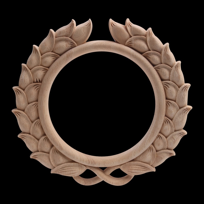 Wood Carving Round Decals Solid Wood Door Heart Flower European-style Household Decoration Cabinet Decoration Patches Wood Decal