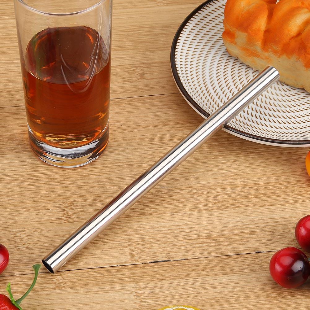 5Pcs Reusable Metal Drinking StrawStainless Steel Straws Straight Bent Drinking Straw with Cleaner Brush Pouch