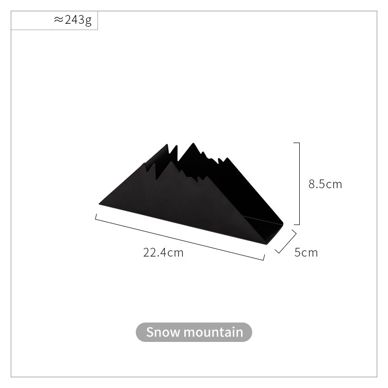 Caja para pañuelos y servilletas triangulares de acero inoxidable, color negro y dorado, papel para mesa rejilla para almacenamiento de toallas, decoración de escritorio para el hogar: snow mountain