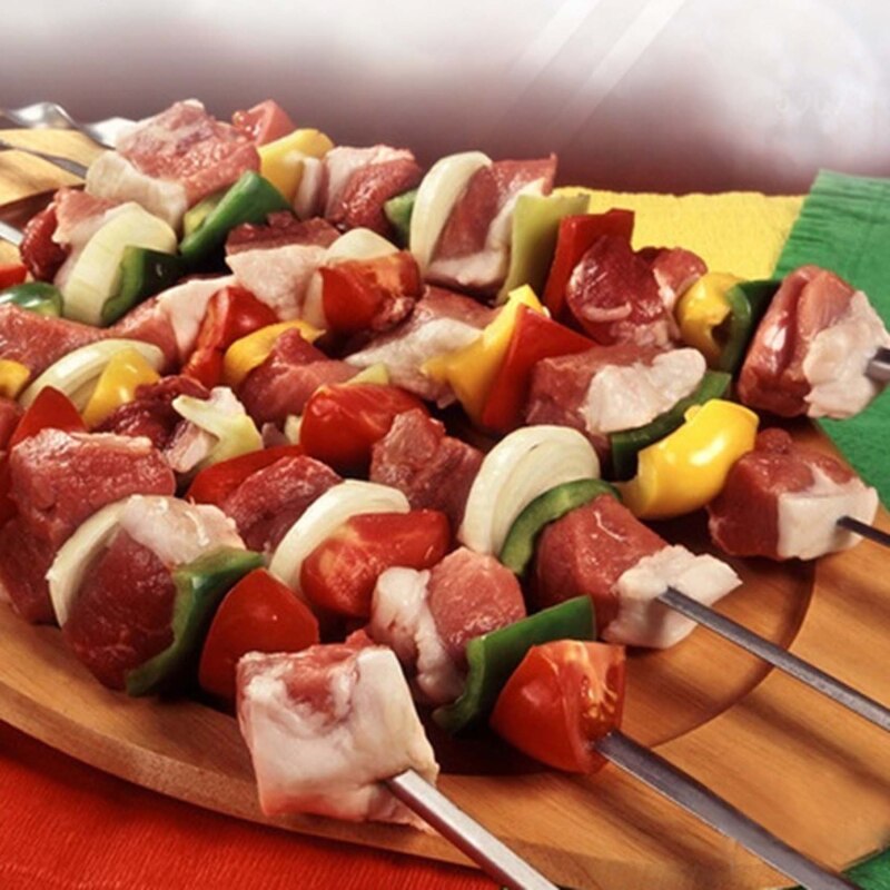 Brochettes de Kabob en acier inoxydable de 30CM, 20 pièces, brochettes de barbecue plates en métal avec Tube de rangement, bâtonnets réutilisables pour brochettes de Babecue