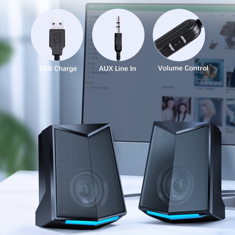 Full Range 3D Stereo Subwoofer Bass Pc Desktop Speaker Portable Music Dj Usb Computer Speakers Voor Laptop Tv