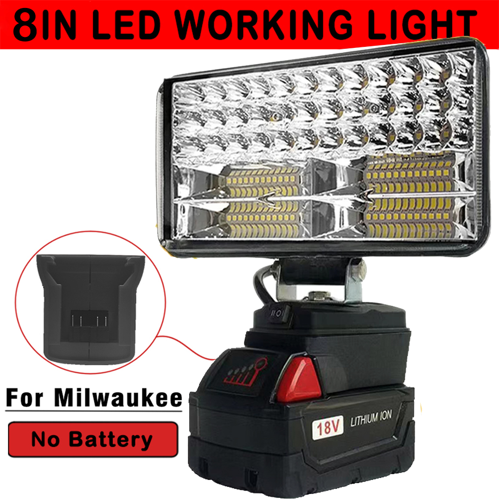 Luz Led para Milwaukee, batería de 18V, focos portátiles de 8 pulgadas, inalámbrico, para trabajo al aire libre, pesca, herramienta de emergencia portátil, luz de trabajo