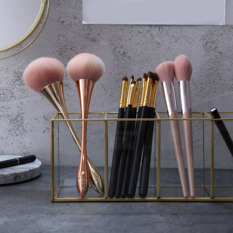 Luksus makeup boks i klart glas kosmetisk opbevaringsboks makeup børster organizer blyant læbestift holder makeup værktøjer organizer case