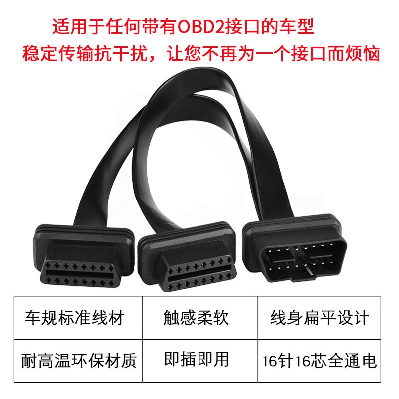 Ultra-thin Car OBD2 Cable Extension Cable OBD Flat Cable 16 Pin 16 Core