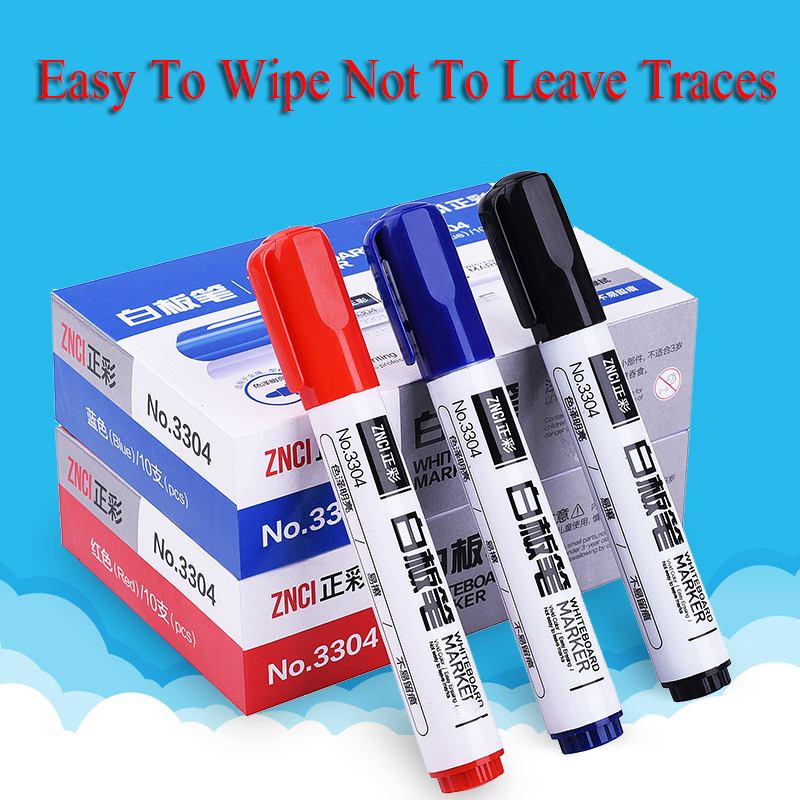 10 stks uitwisbare Whiteboard Marker Rood zwarte inkt pen voor witte boord Briefpapier Office materiaal schoolbenodigdheden 2501