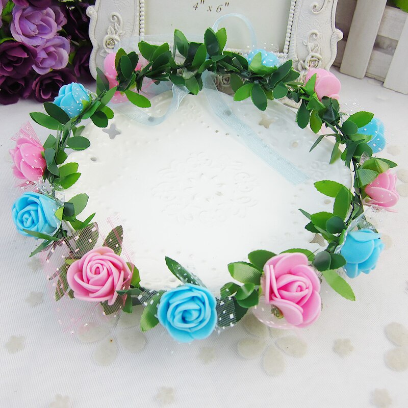 Rose Peony Flower Bridal Floral Crown Hair Band Wreath Mint Head Wreath Party Wedding Headpiece Bridesmaid Accessories: 17