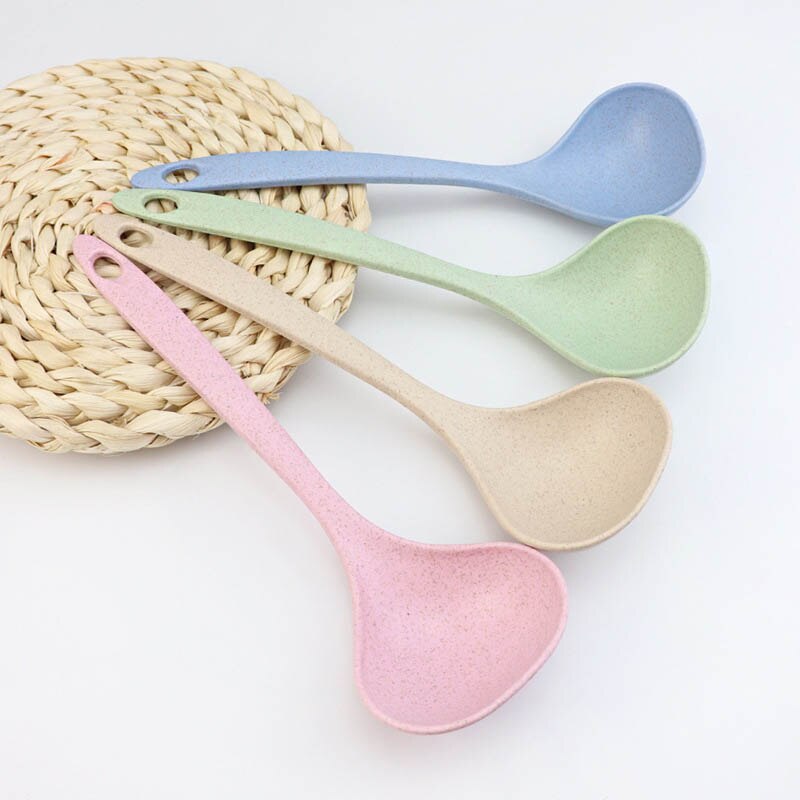 Cuchara de tallo para sopa, utensilio de cocina con mango largo, 4 colores, 1 unidad