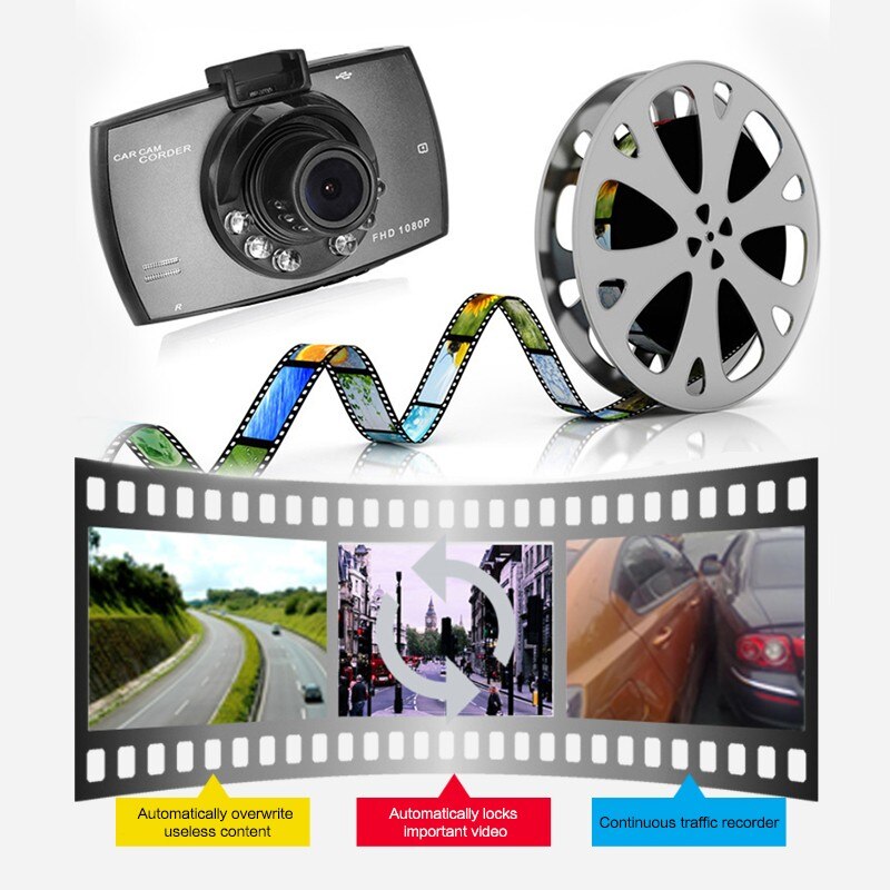 Caméra de tableau de bord pour voiture, Dashcam, enregistreur vidéo HD, Vision nocturne, grand Angle, 2.2 pouces
