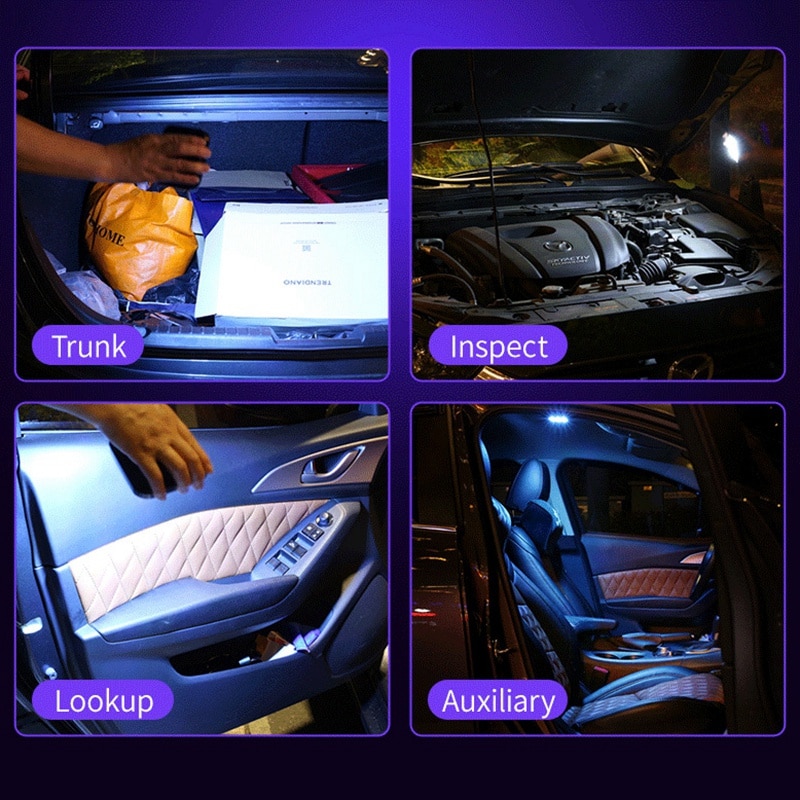 Uniwersalna lampka robić czytania w samochodzie doprowadziło ładowane na USB bagażnik samochodowy lampka nocna z białym niebieskim podwójny tryb