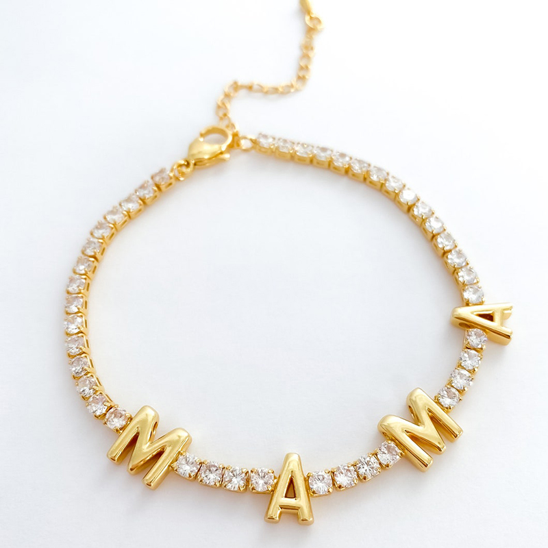 Max Jewel Love Mama Heart Cross Star Charm Bracelet with Lobster Shiny Bling ,18K Gold Plated Jewelry, for Her Party Bar: dark green