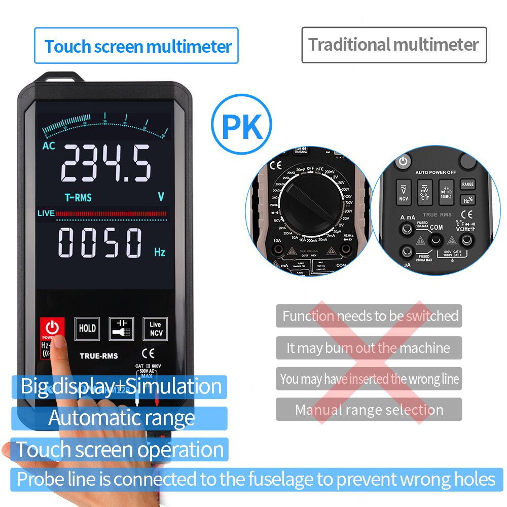 KKmoon KKM128 Digital Multimeter Voltage Frequency Capacitance Resistance Meter 6000 Counts Display with Backlight