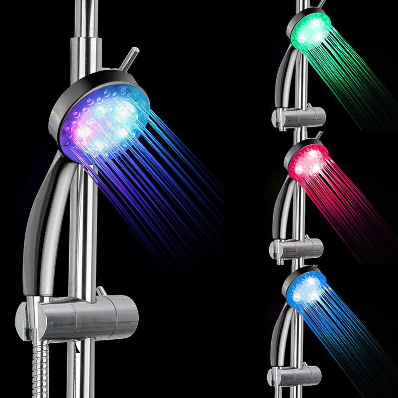 Colorful LED Beautiful shower Head 7-Color Changing Shower Head No Battery LED Waterfall Shower Head Round Bathroom Showerhead