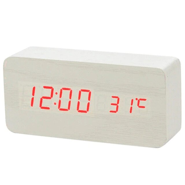Led Houten Wekker Horloge Tafel Voice Control Digitale Hout Despertador Elektronische Desktop Usb/Aaa Aangedreven Klokken Tafel Decor: I