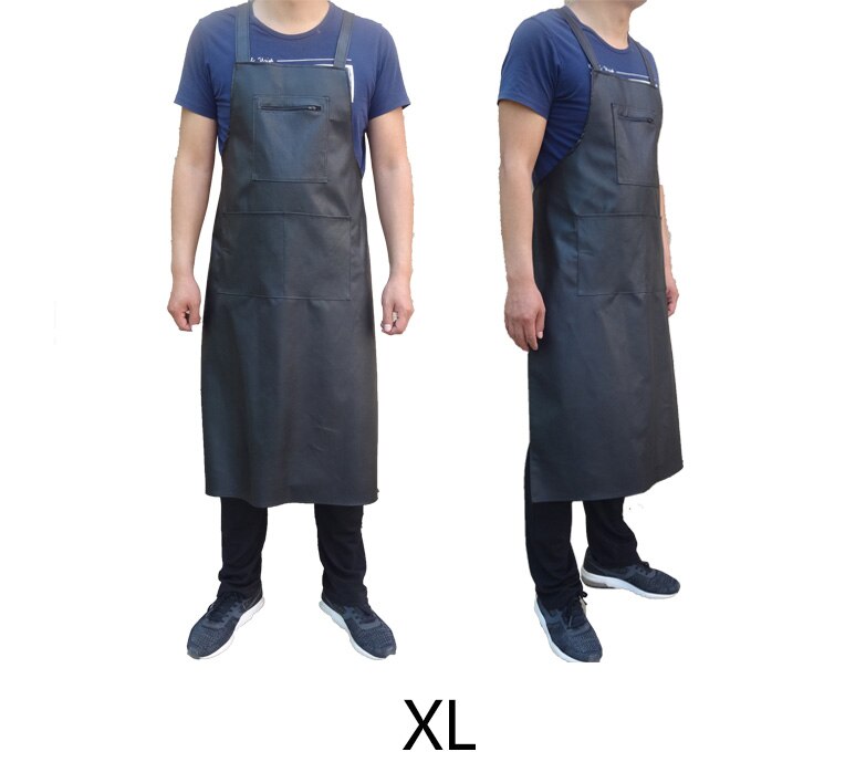 Cuir coréen imperméable et tablier de cuisine, salopette en PU, pour usage domestique, pour hommes et femmes: Black XL