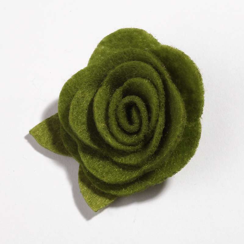 Flores de tela no tejidas de fieltro con hojas verdes para la cabeza, accesorios para el cabello, rosas enrolladas bonitas, 5CM, 10 Uds.