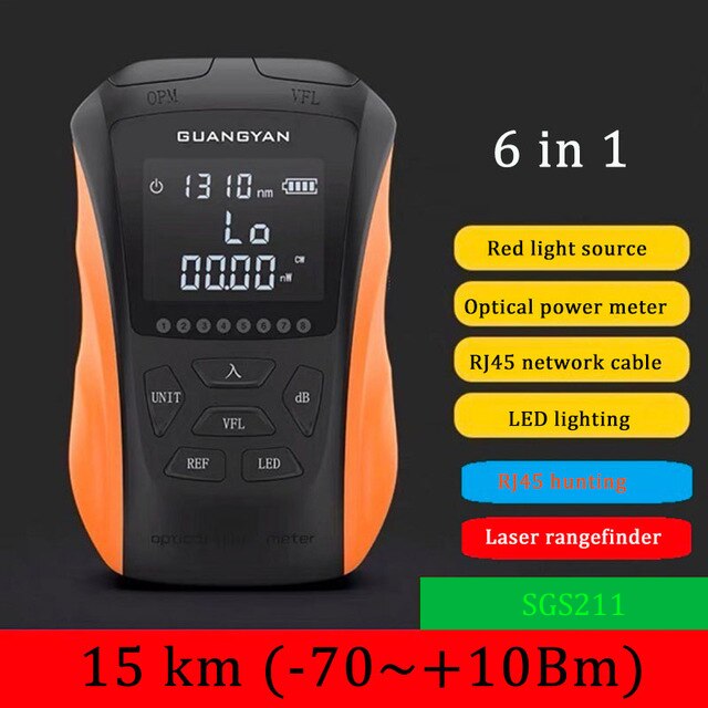 FTTH Tool Fiber Optic OPM Optical Power Meter Visual Fault Locator VFL 5/15km RJ45 Tester Cable Tracker Mini Red Fiber Pen